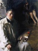 Anders Zorn Sjalvportratt with model oil painting on canvas